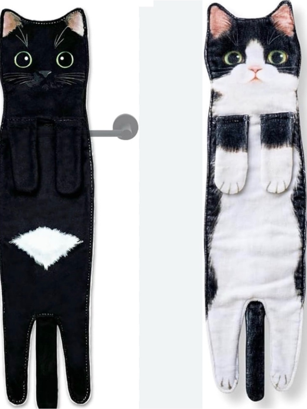 Cat tea towel over the oven door x2